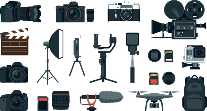 Photography and Videography Equipment Vector Illustration