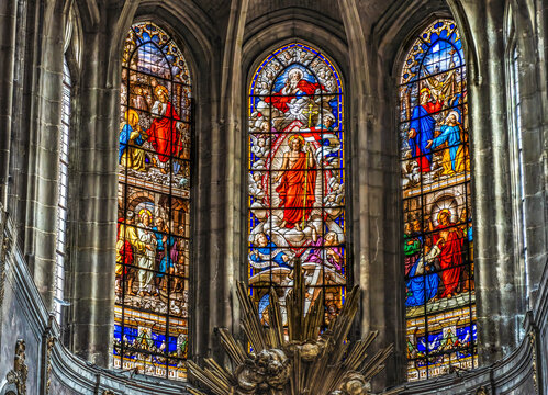Jesus Resurrection Stained Glass Saint Merry Church Paris France