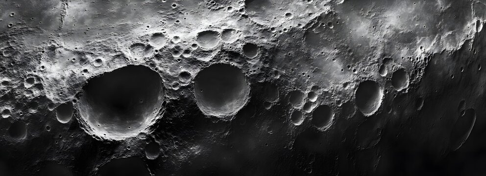 Detailed lunar surface vector style texture showing deep impact craters on the moon landscape