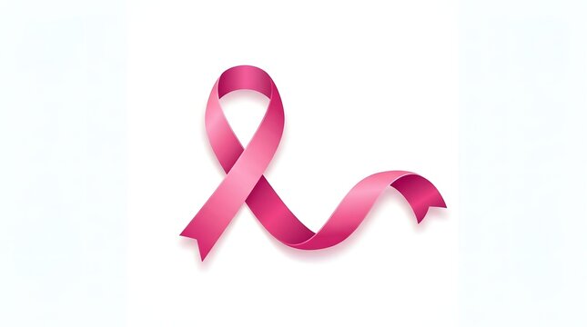 Breast cancer awareness pink ribbon symbolizing breast cancer awareness isolated on white background for health and medical campaigns