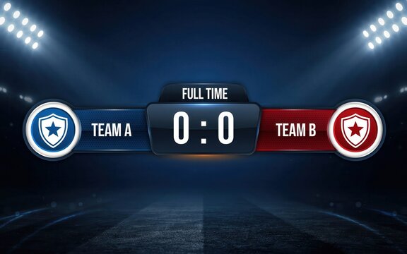 Soccer scoreboard with full time 00 score