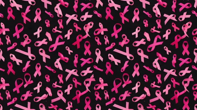 Breast cancer awareness breast cancer awareness pink ribbons on black background for health campaign or support