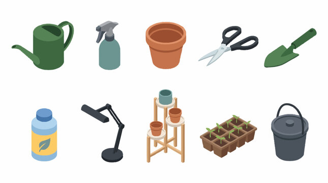 Gardening tools and supplies collection.