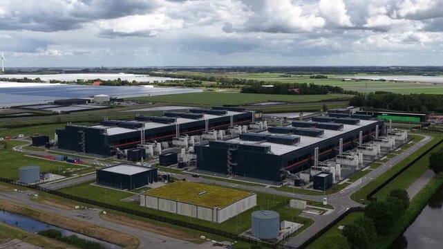Aerial view of Large Scale Redundant Computing Data Center Infrastructure