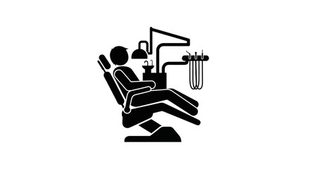 Fototapeta premium Dentist chair illustration depicts a patient undergoing a professional examination in a clinical office.