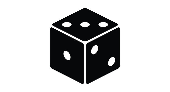 Black Silhouette Of A Six sided Die With Three Visible Faces