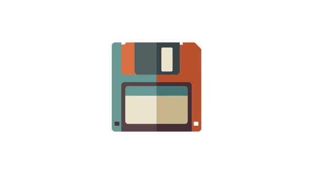 Retro 90s Floppy Disk Icon, Vintage Computer Storage, Flat Design