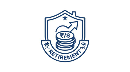 Fototapeta premium Retirement Savings Growth Icon with Indian Rupee and US Dollar Coins