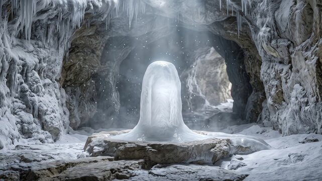 Holy Amarnath Cave Entrance with Natural Ice Shivling