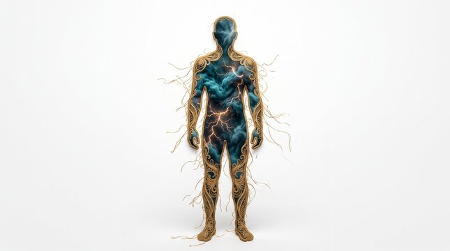 Abstract human silhouette with textured surface in neutral setting