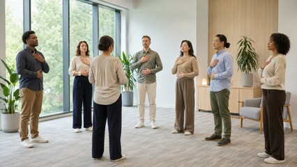Fototapeta premium Workplace Mental Health Support and Mindfulness Session