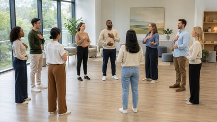 Obraz premium Workplace Mental Health Support and Mindfulness Session