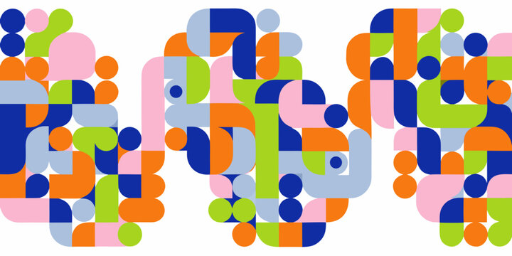 Abstract illustration of the word art composed of colorful geometric shapes with eye catching abstract illustration geometric colorful typography creative artistic decorative contemporary