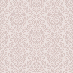 Fototapeta premium Elegant pink damask seamless pattern background with luxury vintage damask floral motifs for romantic damask wedding invitation.