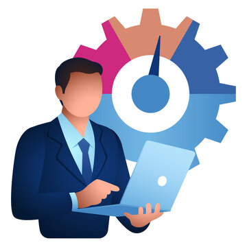 Performance Analyst Icon, KPI Monitoring, Business Performance, Productivity Analytics and Operations Dashboard Illustration