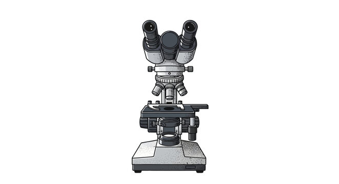 Professional laboratory microscope vector illustration isolated on white background for scientific research, medicine, petrography, and education