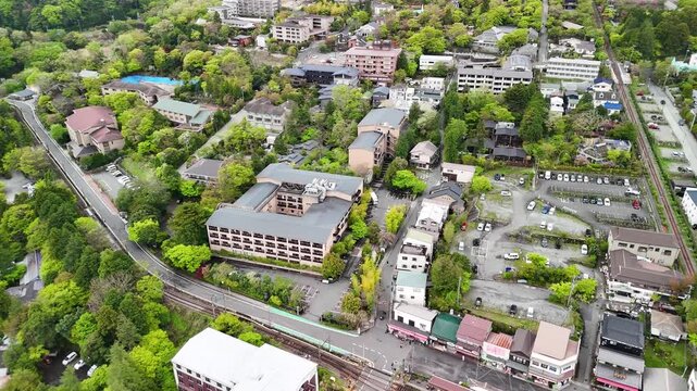 Gora Hakone Japan aerial view of mountain resort hot springs