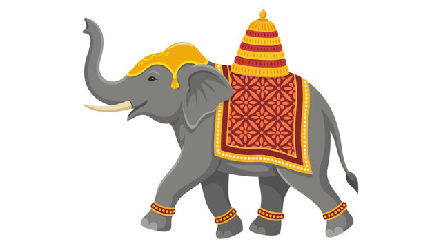 Traditional Kerala festival decorated elephant vector illustration