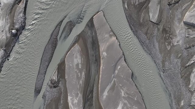A drone view of picturesque islands at the confluence of the Chilik River and the Bartogoy Reservoir in southeastern Kazakhstan.