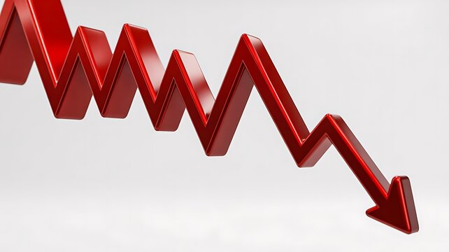 Red downward arrow representing financial loss and market decline