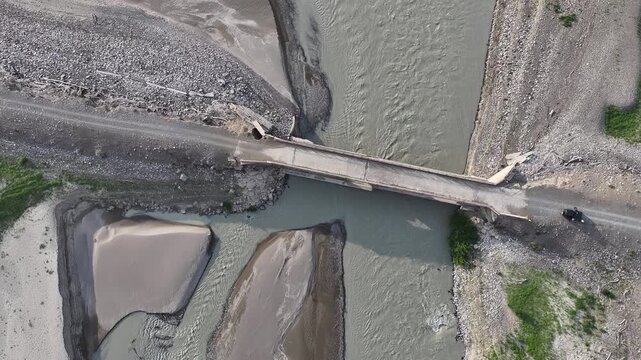 A drone view of picturesque islands at the confluence of the Chilik River and the Bartogoy Reservoir in southeastern Kazakhstan.