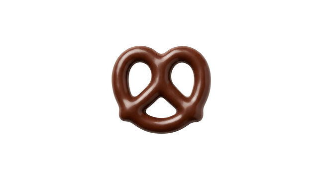 Single chocolate covered pretzel isolated on transparent background