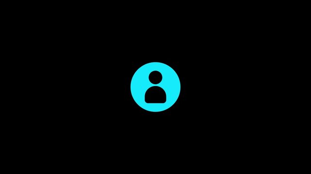 people icon on black background.Communication man profile icon. man calling icon.animation 4K video.