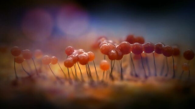A video of slime mushrooms, mysterious creatures of the forests.