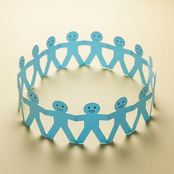 Paper doll chain forming a circle of unity and connection.