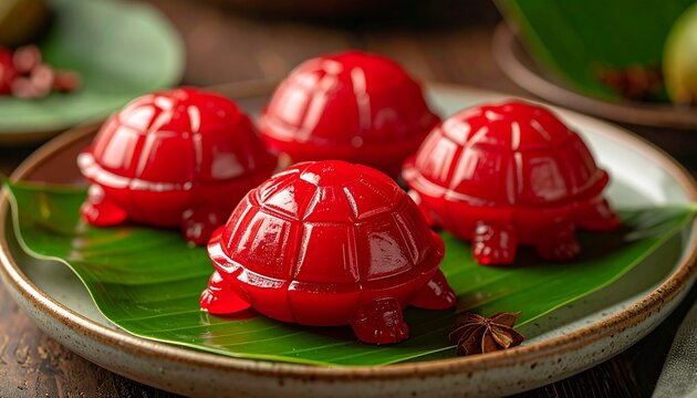 Red Tortoise Cake Kue Ku Ang Ku Kueh Traditional Sweet Snack
