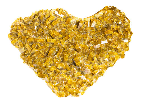specimen of mineral from geological collection - natural yellow baryte crystalline rock isolated on white background from China