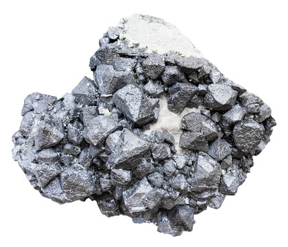 specimen of mineral from geological collection - natural magnetite rock isolated on white background from Kovdorsky massif