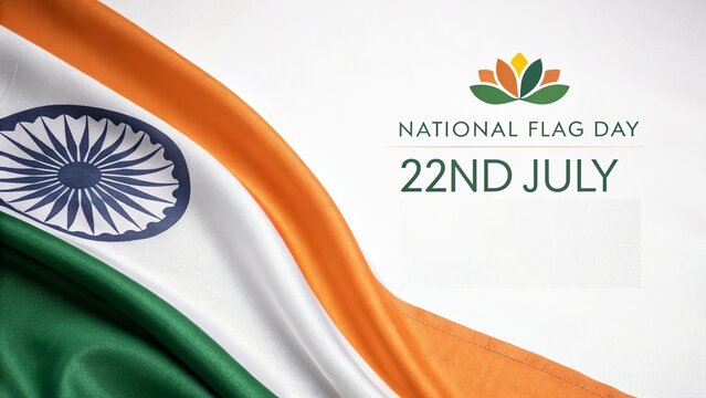 National Flag Day 22nd July with elegant lotus emblem.
