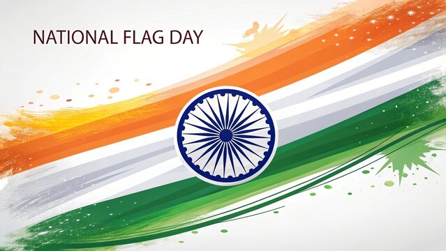National Flag Day abstract design with glowing Ashoka Chakra.
