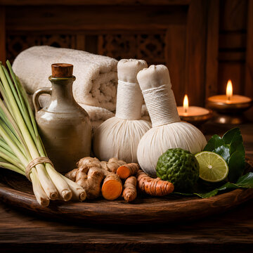 Thai Herbal Spa Ingredients With Compress Balls