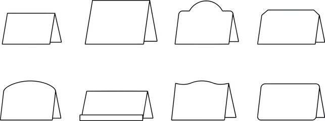 Table tent card template set with assorted display shapes for restaurant menus and information signs © Simu Store