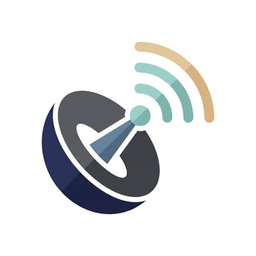 2D Flat Design Satellite Internet Icon
