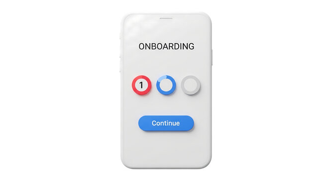 Onboarding process for a new user on a mobile application with a clear continue button