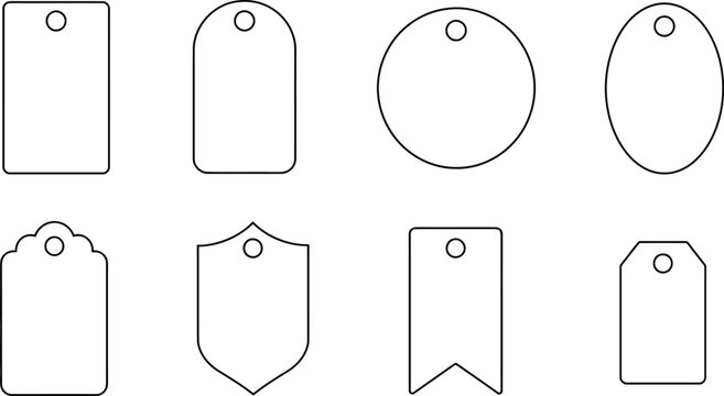 Hanging paper price tag template set with gift labels and punched holes for retail merchandising