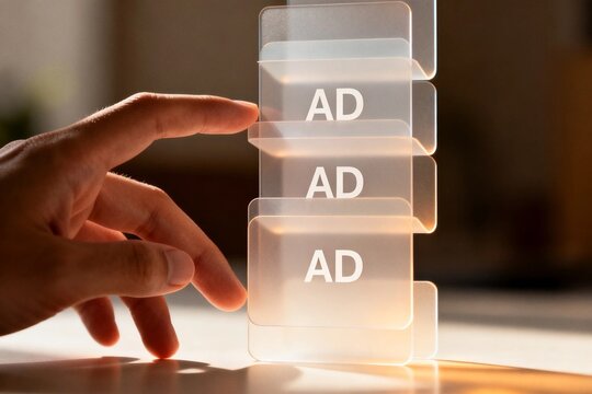 Hand Holding Transparent 'AD' Blocks in Soft Light