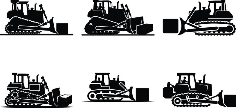 A bulldozer pushing a single block bundle silhouette icon vector art illustration