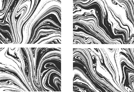 Abstract marble or epoxy textures on transparent background. Prints with Graphic Stylish Liquid Ink Stains. Trendy backgrounds for cover designs and vector illustration.
