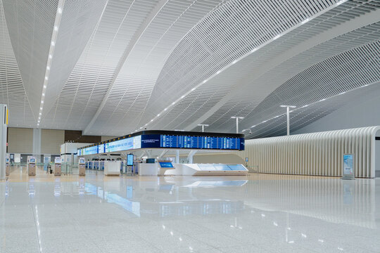 July 5, 2026, Incheon, South Korea - Interior view of Incheon International Airport Terminal 2 with flight information display system and modern architecture
