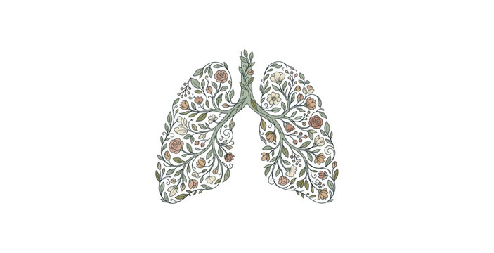 Floral Lungs Vector Illustration for Health and Nature