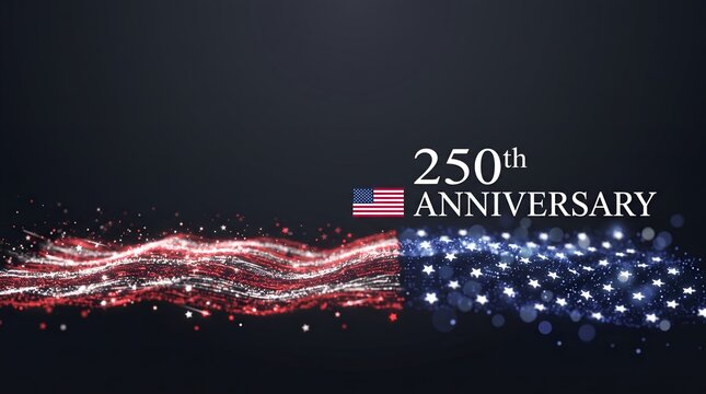 Wavy star spangled banner illustration with text dark background