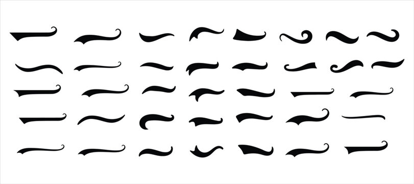 swoosh and mustache icon vector hand drawn illustration on white background, silhouette vector swoosh logo icon
