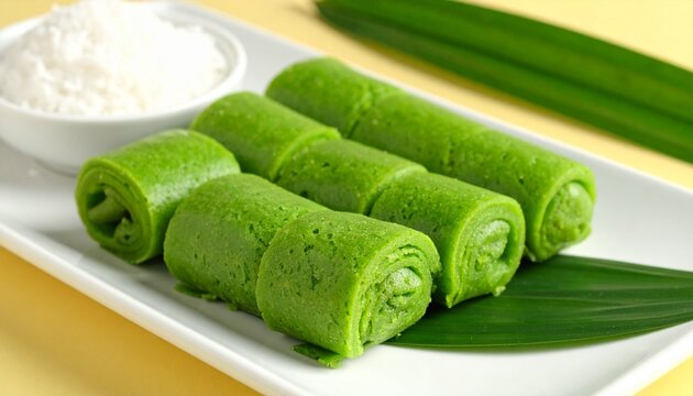 Dadar Gulung Indonesian Pandan Rolled Pancake with Coconut Filling