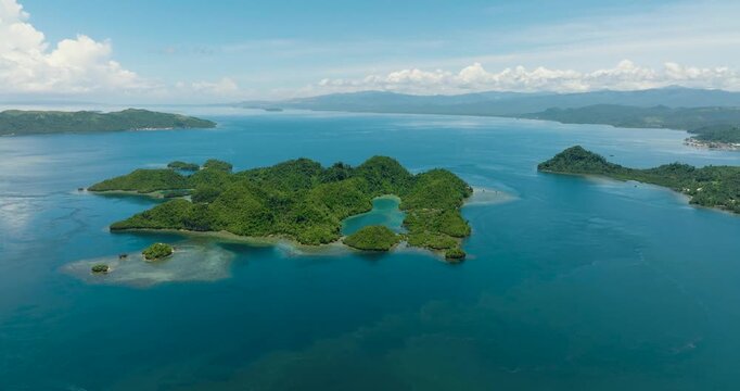 Beautiful lagoon in the tropical island. Tinago Island. Mindanao, Philippines. Seascape. Travel concept.