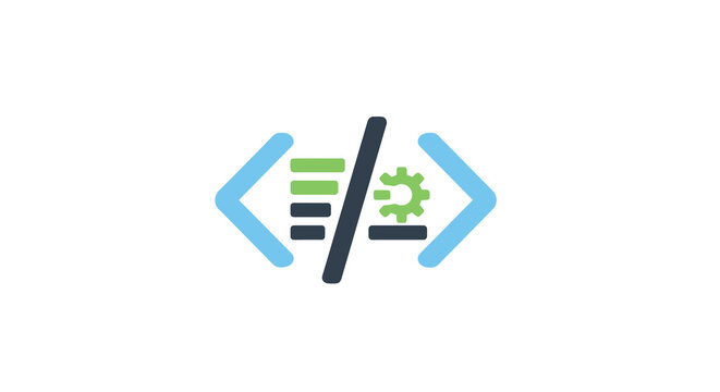 Code And Gear Icon With White Background Development Symbol
