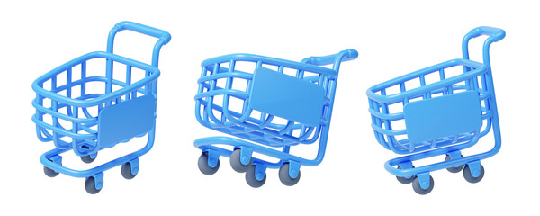 3D Shopping Cart Icon Collection Isolated on Transparent Background © susu